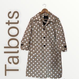 Talbots Geometric Weave Spring Tench Coat Size 10